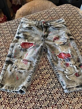 Youth 14 Rocks Salt Gray Acid-Wash Jeans with Black Patch Label